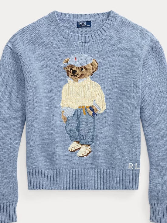 Polo Ralph Lauren Sweaters - Polo by Ralph Lauren Light Blue Bear Crewneck Cotton Sweater M NWT